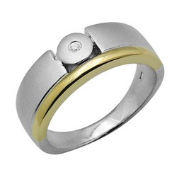 Sterling Ezüst és 18K Arany Gyűrű Gyémánttal