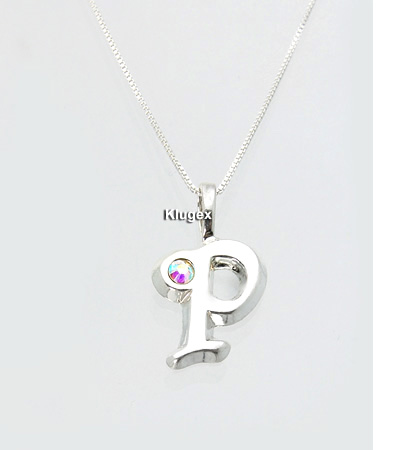 Ezüst Monogram Medál Lánccal – P