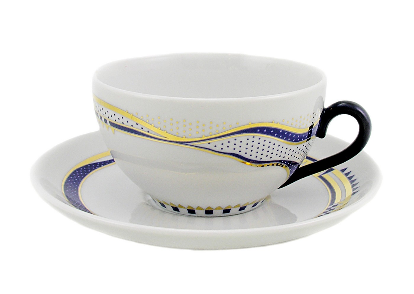 Hungarian Porcelain Zsolnay Modern BlueGold Decor Tea Set eBay