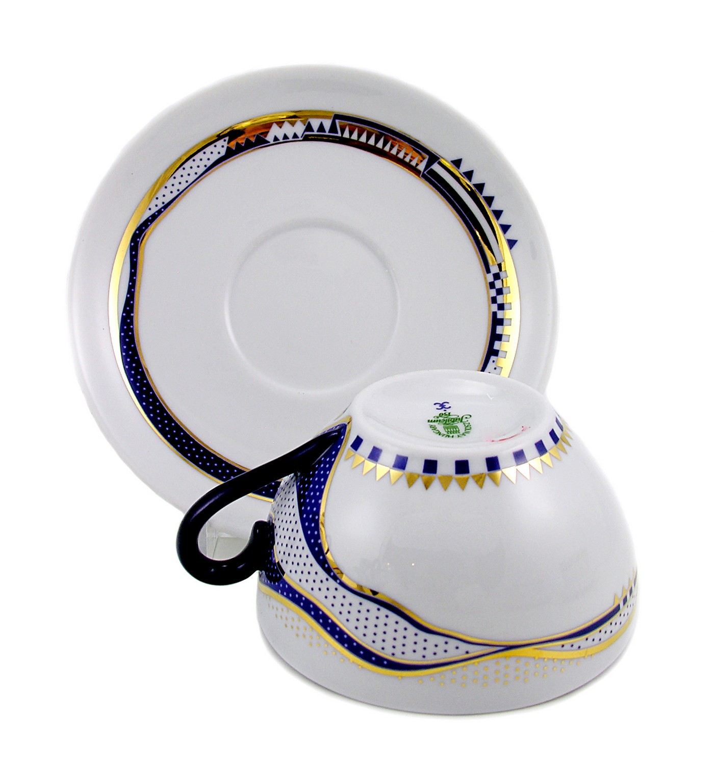 Hungarian Porcelain Zsolnay Modern BlueGold Decor Tea Set eBay