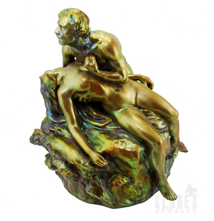 Antique Zsolnay Eosin Statue  